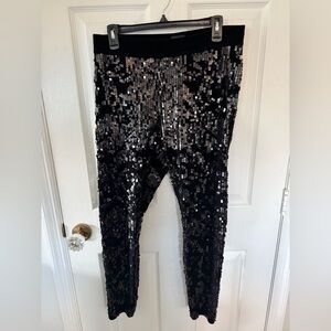 Express Black Velvet Sequin Leggings - Size Medium - High waisted